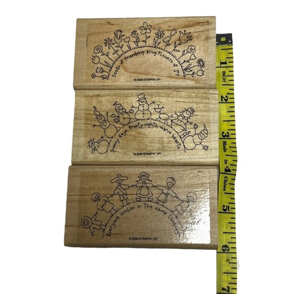 Stampin Up! The World Over Wood Rubber Stamp Set Of 3 2006 Retired - Picture 4 of 5